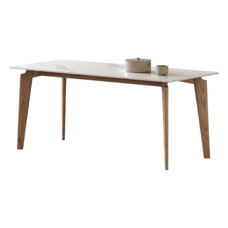 Diseñador delifeng Placa de roca antibacteriana mesa de comedor y silla combinación cera blanca rectangular pequeño apartamento minimalista mesa de comedor