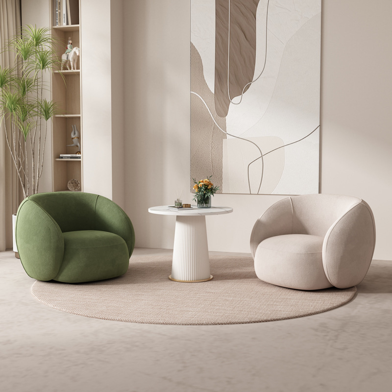 Nordic Single Sofa Chair Living Room Balcony Leisure Lazy Small Sofa Beauty Salon Rest Area Reception Negotiation Table and Chairs