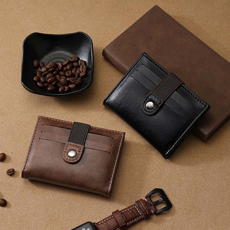 Cartera multicapa para niños, textura de cuero, tarjetero antirrobo de gran capacidad, bolso de identificación ultrafino, billetera, funda dos en uno