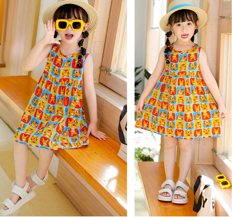 Cute Pastoral Animal Cartoon Flower Cotton Silk Girls Dresses display picture 1