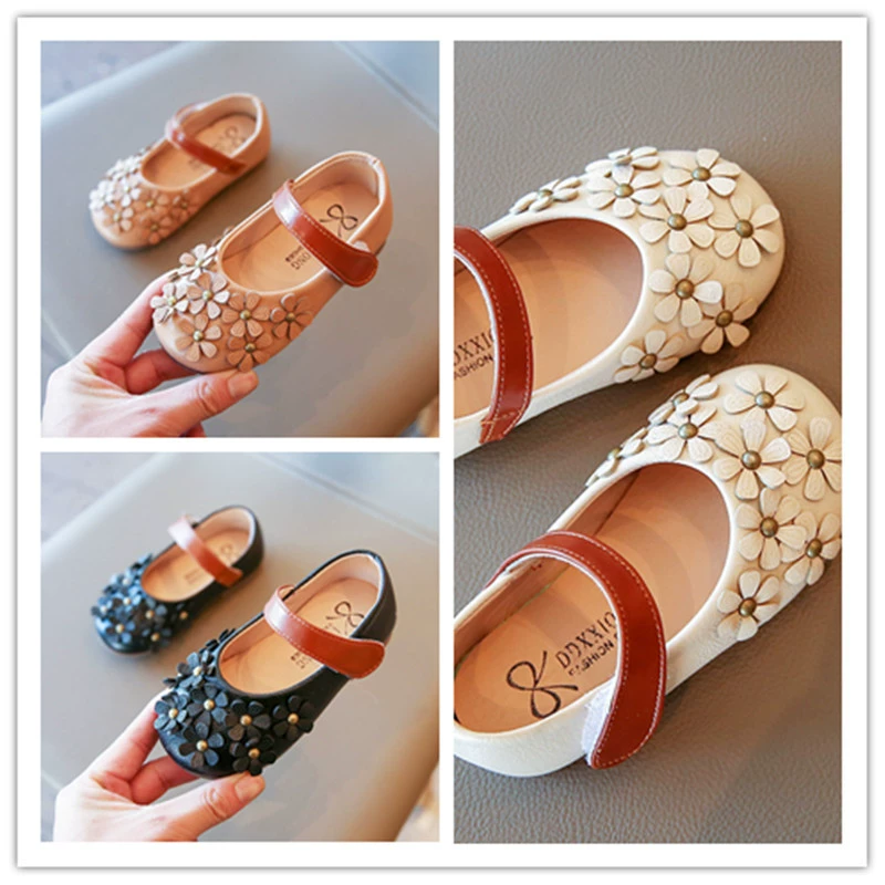 Детская обувь в учебном стиле, обувь принцессы, милые маленькие кожаные туфли для девочек с цветочным принтом, Детская весенне-Осенняя детская обувь оптом