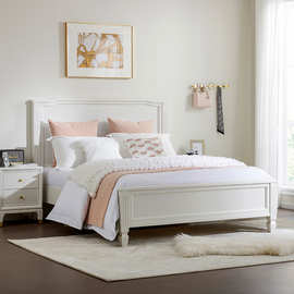 X6RO美式白色实木床轻奢主卧1.8米双人床卧室1.35一米五1.2米
