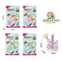 创意趣味吉他钥匙扣儿童迷你卡通带灯光音乐贝斯电子书包挂件玩具