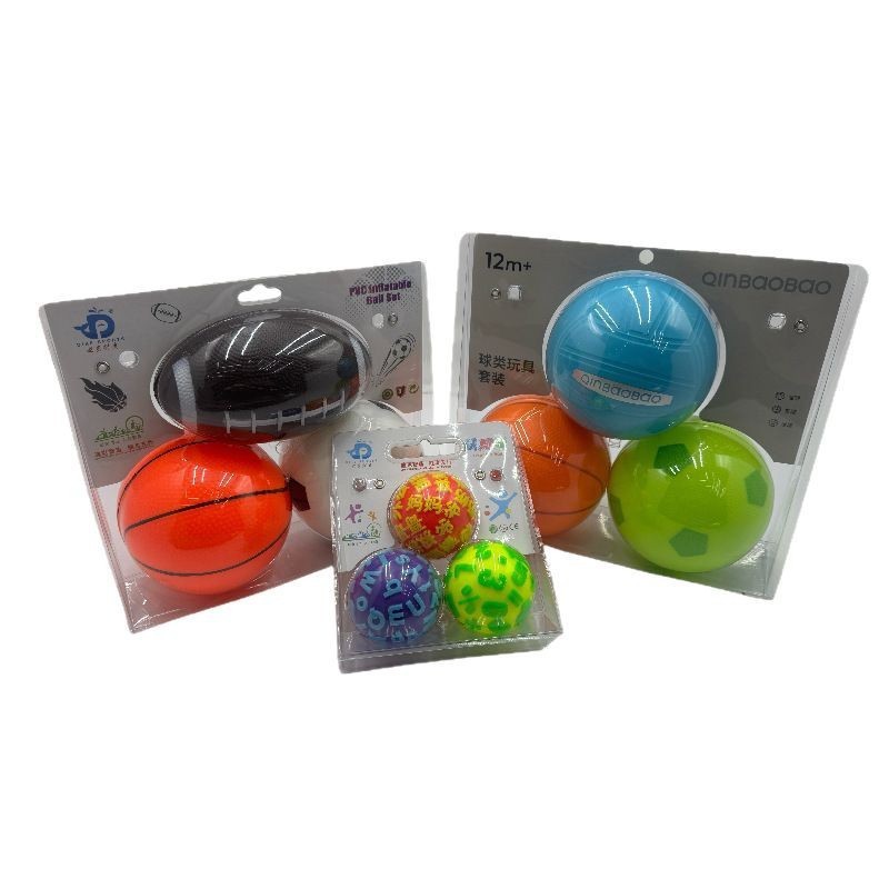 in stock inflatable ball games environmental protection football basketball volleyball three-piece kindergarten cognitive early education toy ball 2-3 years old