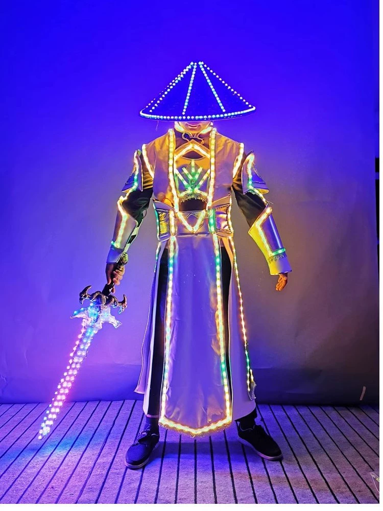 Симфония, мужская форма для обслуживания, KTV/бар, светящаяся LED-одежда для питейных заведений, уличная короткорукавная трендовая сценическая одежда