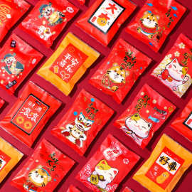 喜庆款雪花酥奶酥牛轧糖包装袋新年糖果抽绳袋烘焙奶枣饼干机封袋