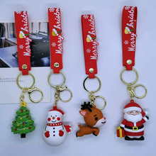 跨境創意卡通聖誕老人雪人鑰匙扣掛件包包汽車鑰匙鏈配飾禮品批發