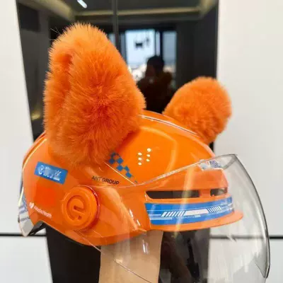 Motosiklet dəbilqələri – Electric Helmet Decoration - a-pair-of-orange-ears-helmet-not-included