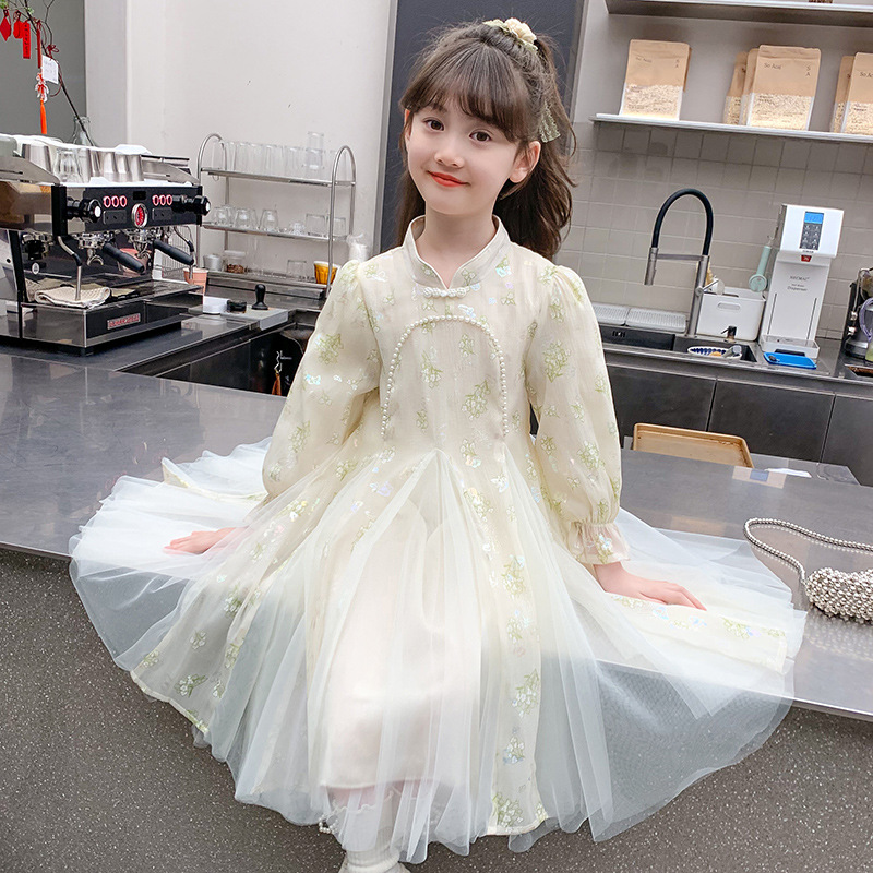 Girls Dress Autumn and Winter Plus Velvet 2025 New New Chinese Style Children's Autumn Skirt Little Girl Fashionable Princess Dress