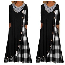 亚马逊欧美跨境新款小香风黑色连衣裙宽松腰纯色休闲高级连衣裙