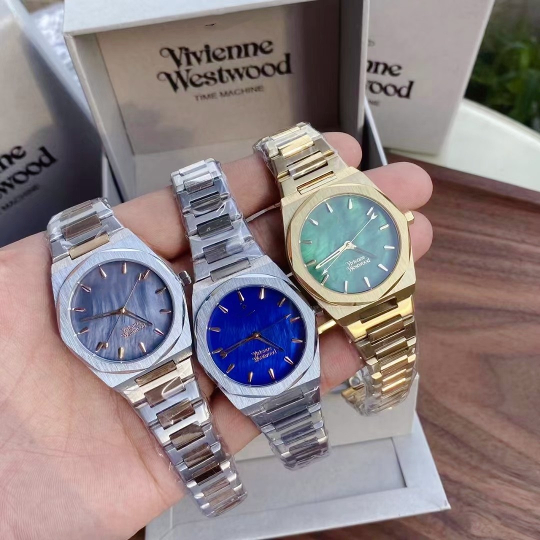 西太后复古系列灰贝母手表金绿色VV24手机Vivienne薇薇安八角表盘