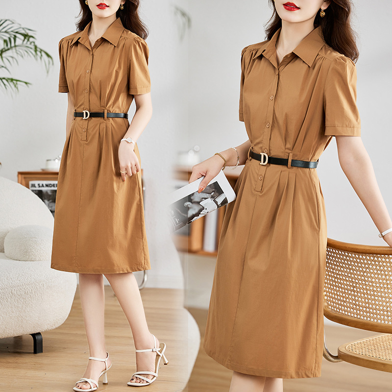 Dress for Women 2025 Summer New Style Fashionable Shirt-Style Dress (Free Belt)