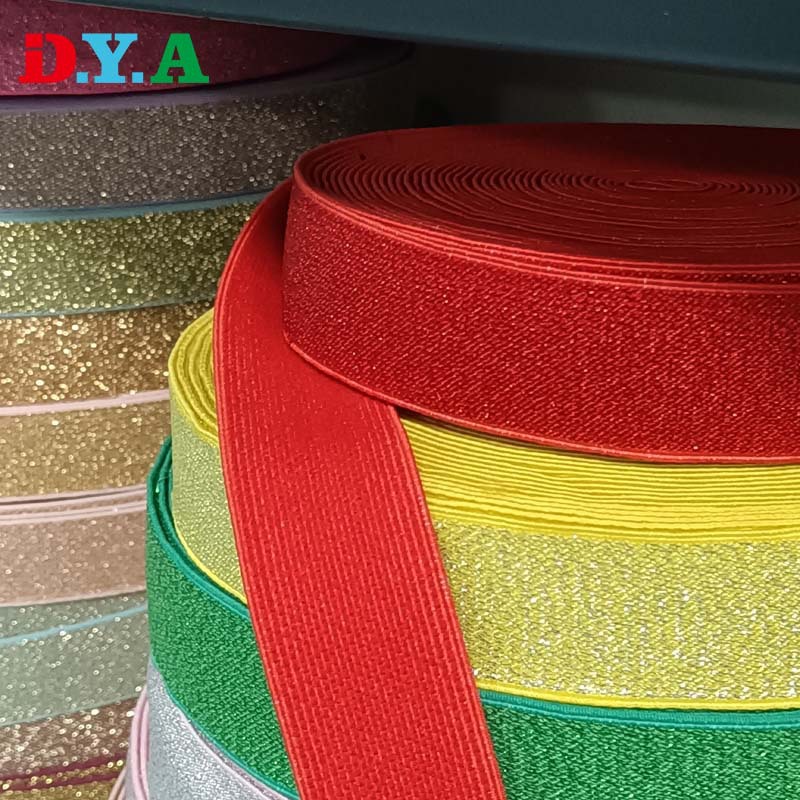 3cm金银丝松紧带 高弹力腰围裙头护具亮光丝丈根橡筋涤纶弹力带