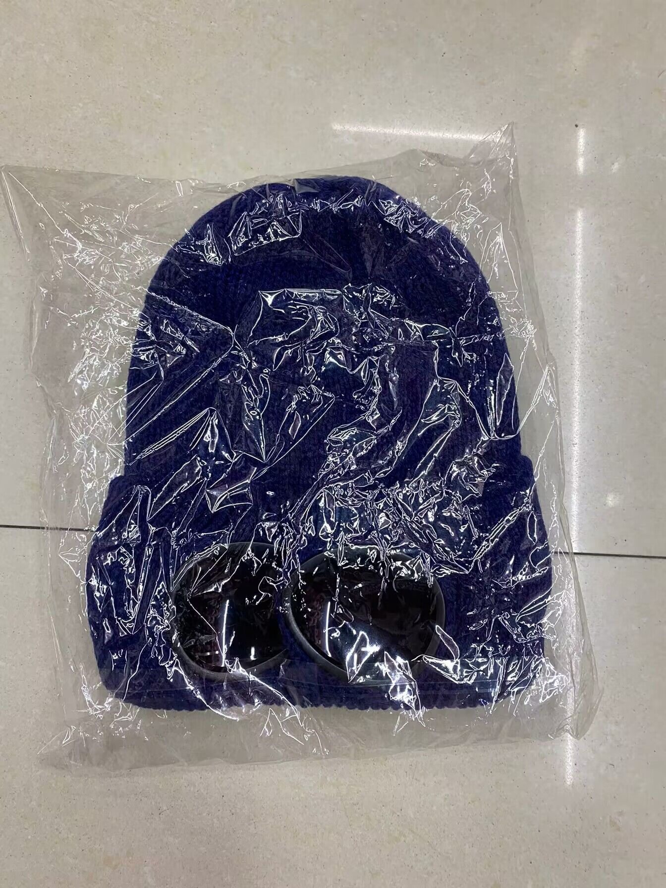 Pilot glasses wool cap-navy blue