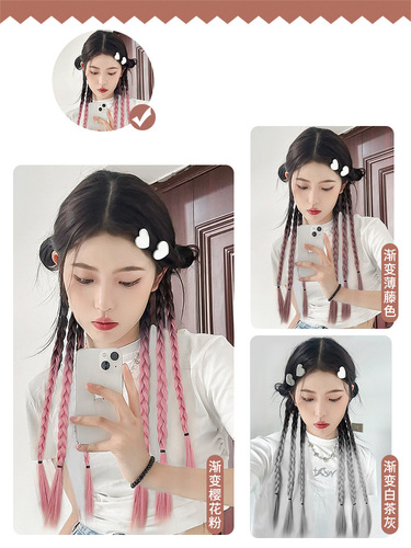 Boxing Braid Wig Female Ponytail Sweet Cool Hot Girl Gradient Twist Braid Wig Internet Celebrity Dreaded Braid Wig Braid Wholesale