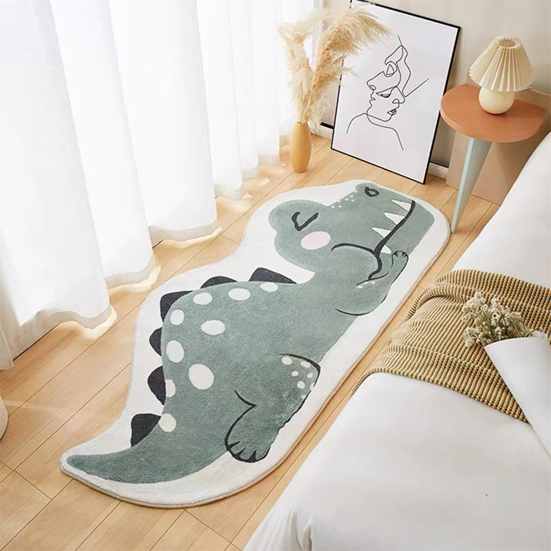 Lindo animal de dibujos animados irregular alfombra de piso dormitorio habitación de los niños resistente a las manchas antideslizante manta de cabecera hogar alfombra de Cachemira