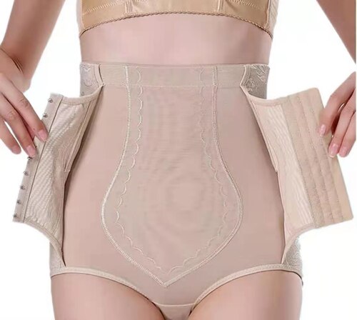 Nine-breasted belly-control underwear for women, high-waisted, hip-raising, tight-fitting, body-shaping, postpartum slimming, pure cotton crotch-controlling stomach-shaping underwear