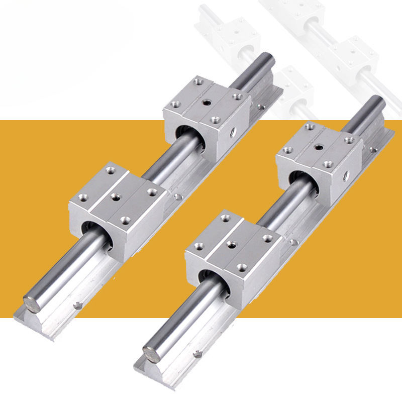 带铝托光轴导轨 SBR圆柱直线滑轨镀铬棒硬轴滑道直线运动轴承套装