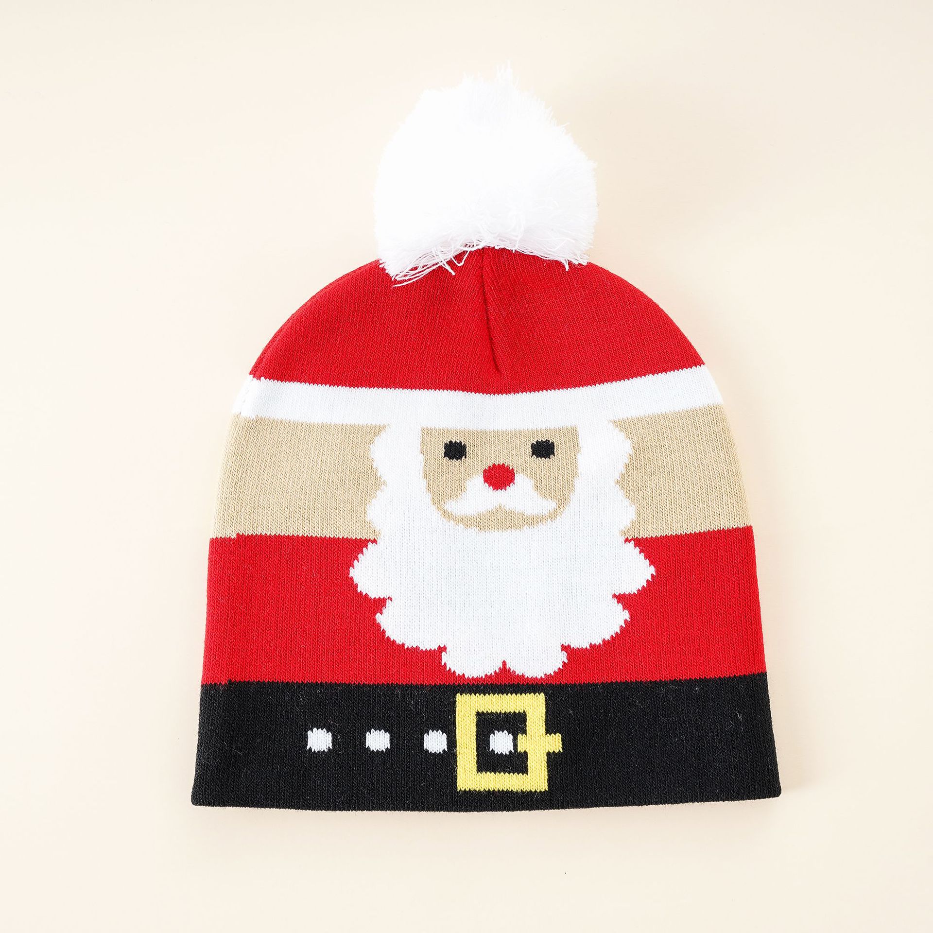 2021 nuevo sombrero de Jacquard de punto de Navidad para niños otoño e invierno cálido con bola de piel para niños y niñas sombrero decorativo