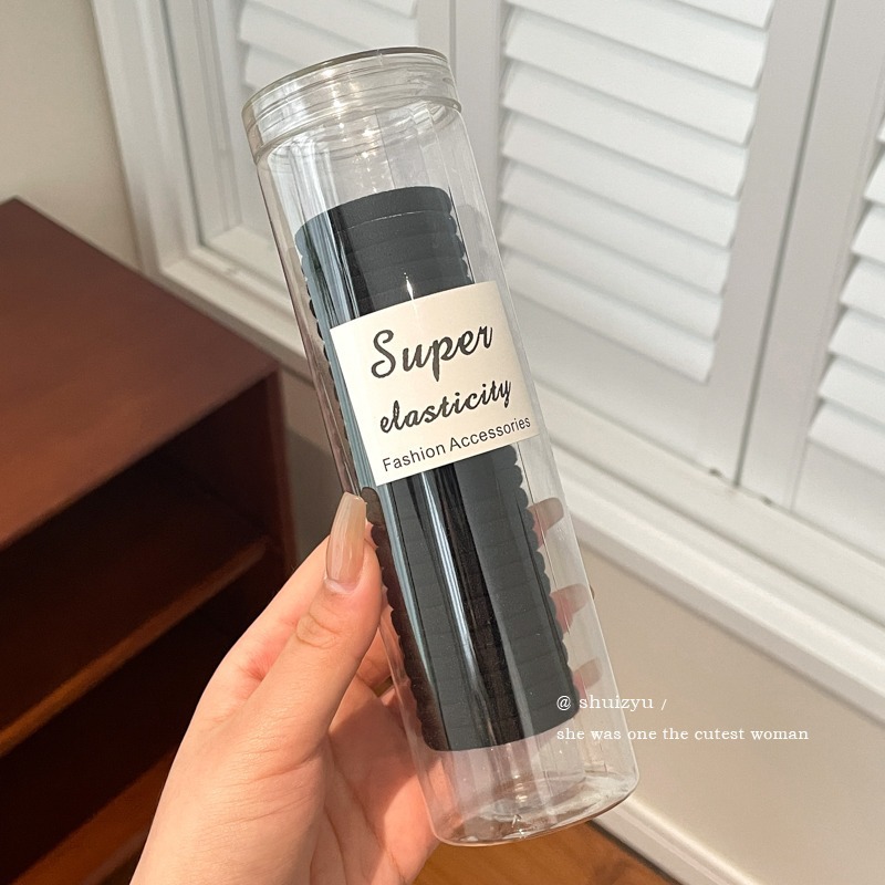 Otoño e invierno, lazo redondo para el cabello enlatado, funda de cuero para el cabello, cuerda para la cabeza, banda elástica circular de alta calidad para mujer, no daña la cuerda para el cabello