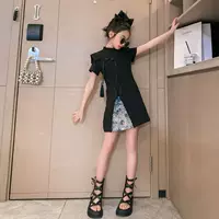 Платье Cheongsam для девочек, лето 2023, новое детское модное летнее платье для детей старшего возраста, комплект в китайском стиле.