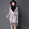 Cheongsam, trench coat, keep warm knitted two-color cloak, long sleeve