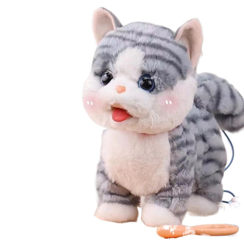 CUM 시뮬레이션 핥는 새끼 고양이 새끼 고양이는 플러시 애완 동물 어린이 장난감 소녀 인형 고양이 전기를 걸 것입니다