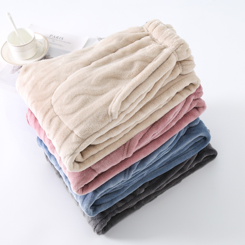 Pijama de invierno forrado de lana gruesa coral polar pantalones calientes pantalones de franela casa se pueden usar fuera de los pantalones de los hombres de la pareja