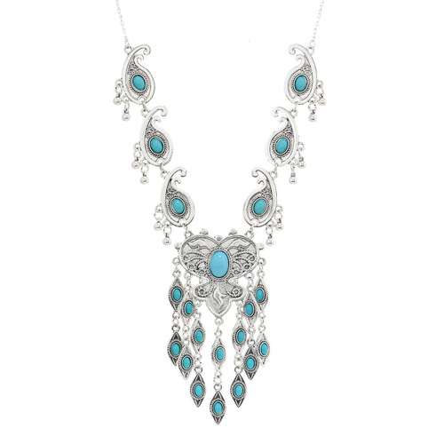 European and American ethnic style long tassel necklace retro exotic bohemian vacation bracelet earrings travel suit for women