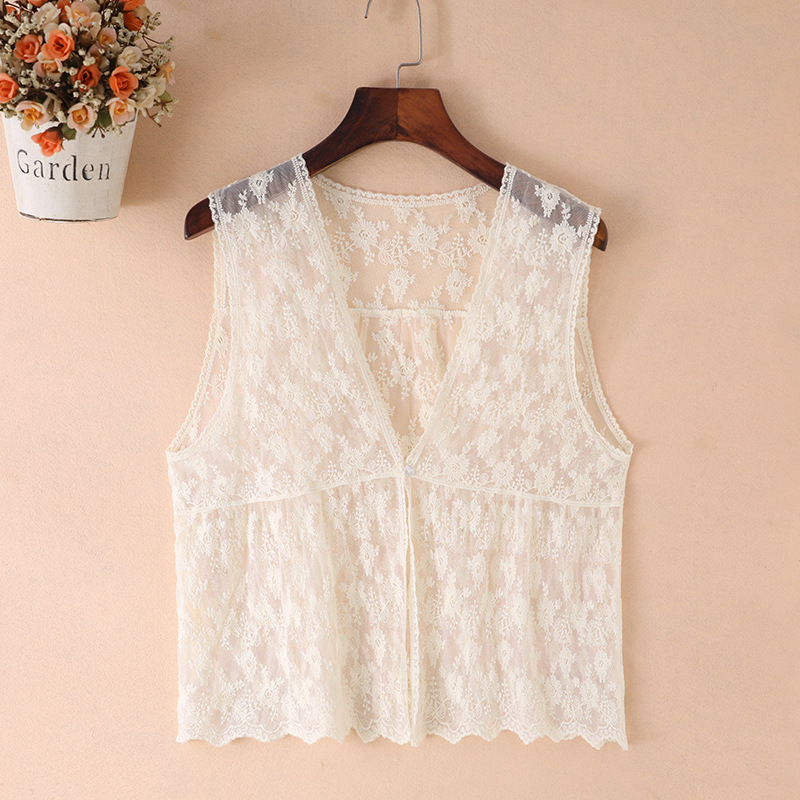 Lace Waistcoat for Women 2025 Summer Short Cut Out Crochet Vest for Women Loose Outer Cardigan Vest Thin Section