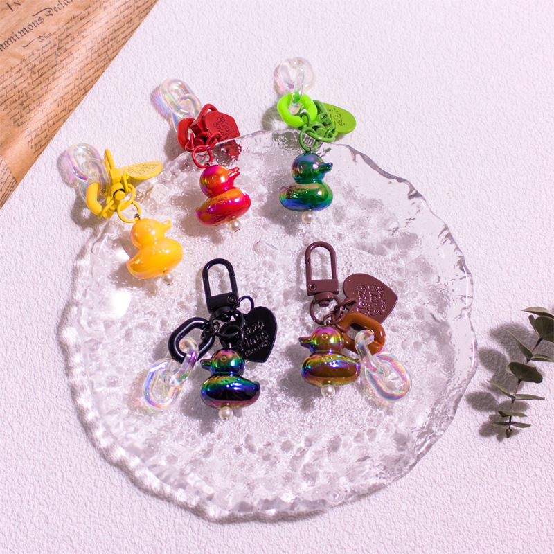 16g Weight Bag Pendant, Keychain Classification 1 Piece Quantity Daily, Party Occasion Resin Material Duck Pattern Unisex Gender Cute Style Cute Duck Resin Unisex Bag Pendant Keychain 3