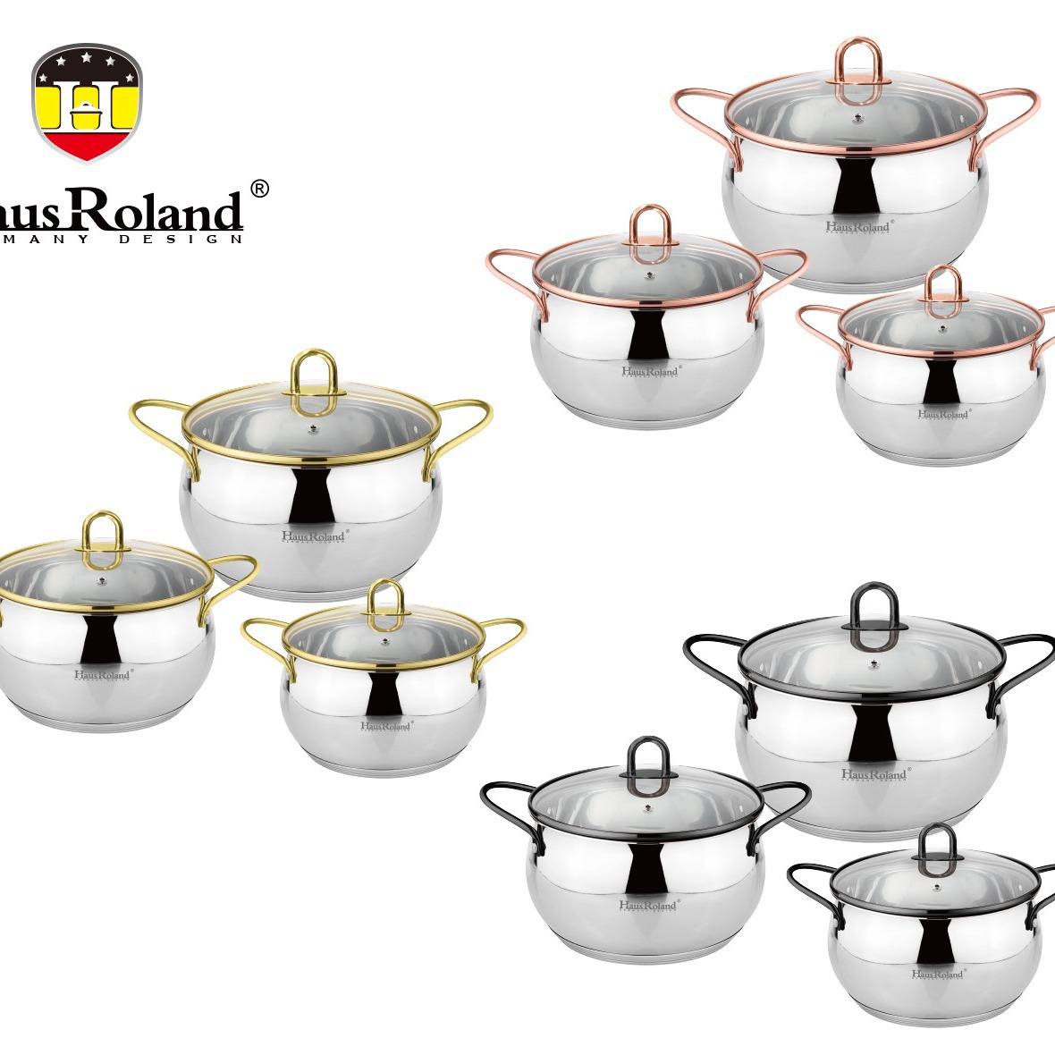 Fábrica de productos de hardware de acero inoxidable de tres piezas de maceta de manzana 18 / 20 / 24