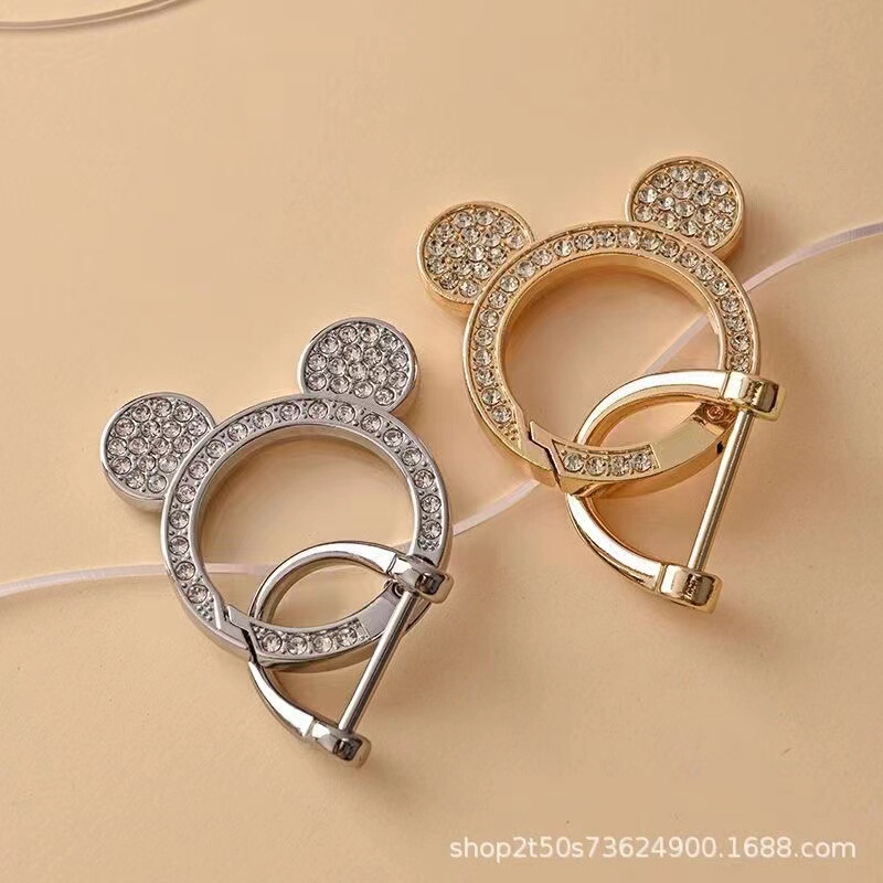 Cartoon Creative Mickey Head Diamond Keychain Personalized Spring Ring Car Key Open Ring Cute Doll Pendant