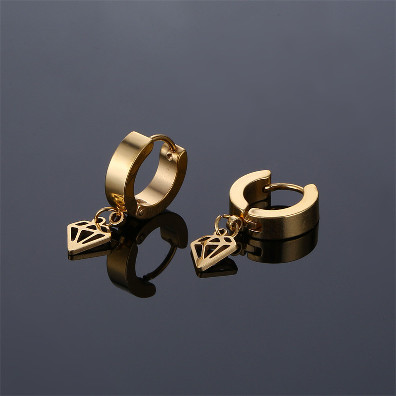 1 Piece Simple Style Solid Color Stainless Steel Plating Hollow Out Drop Earrings Ear Clips display picture 2