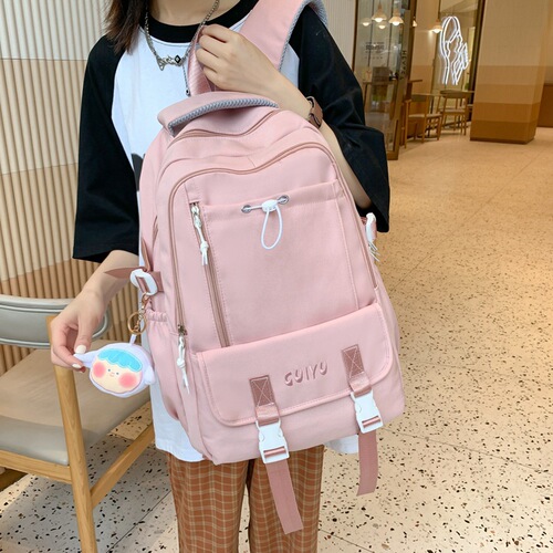 New Korean-style fresh double shoulder bag, nylon large capacity school bag for primary and secondary students, unisex casual bag