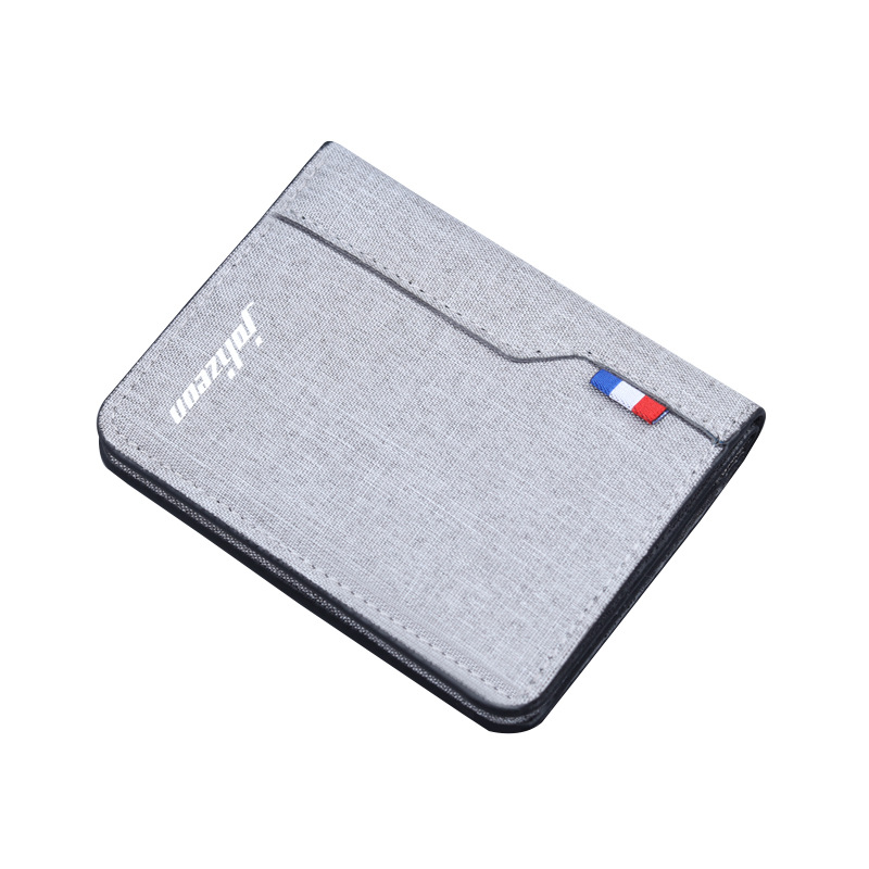 Cartera vertical de tela suave, cartera de lona, cartera plegable de cuero para hombres, mini vaqueros, cartera pequeña, cartera de tarjetas para hombres.