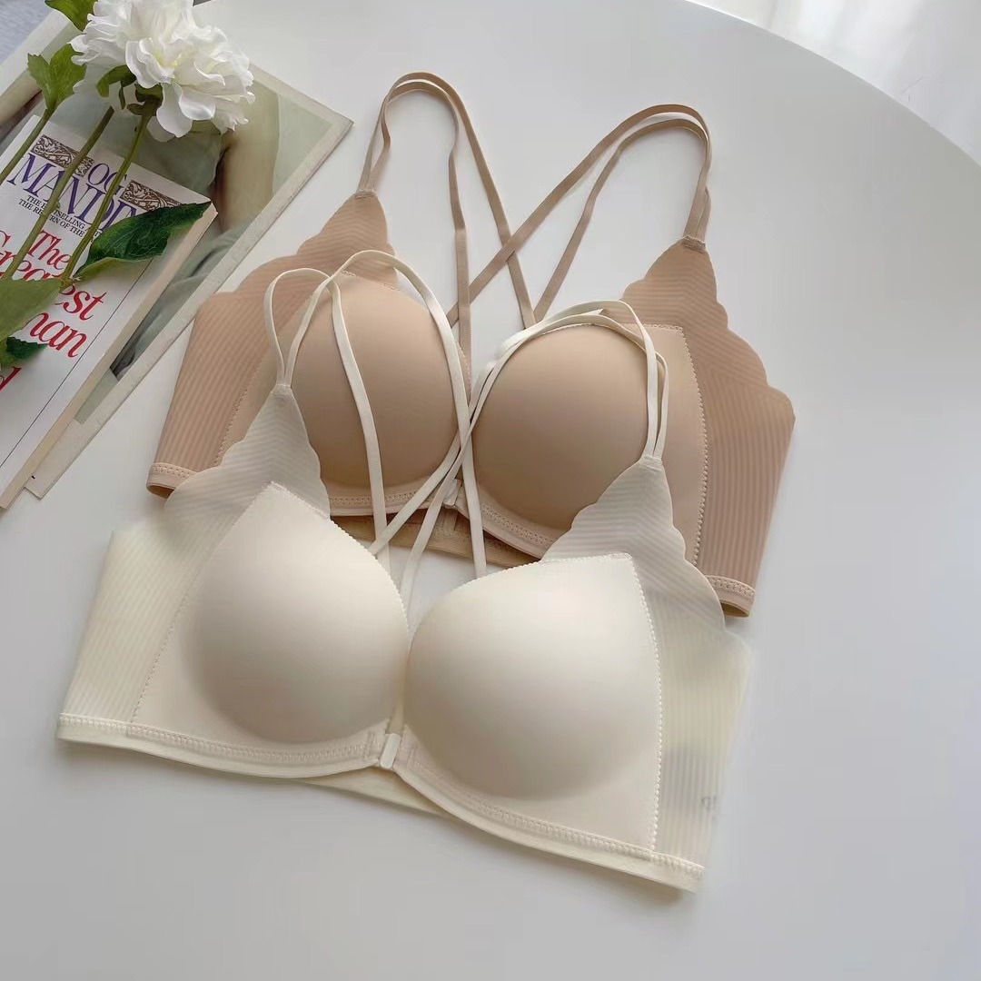 169 Sin imán, sin almohadilla para el pecho, hebilla frontal integrada, sin anillo de acero, pecho pequeño, recogido, ropa interior grande, sujetador de espalda sexy, mujer