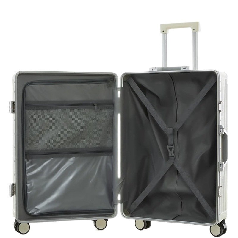 Multi-funcional de equipaje marco de aluminio apertura frontal cubierta abierta caja de la carretilla caja de equipaje caso de contraseña caso de embarque de 20 pulgadas al por mayor