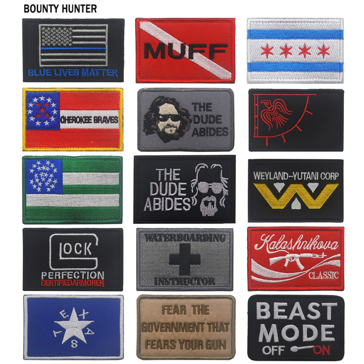 新款绿脚趾魔术贴英文国旗补丁徽章背包贴绣花贴章