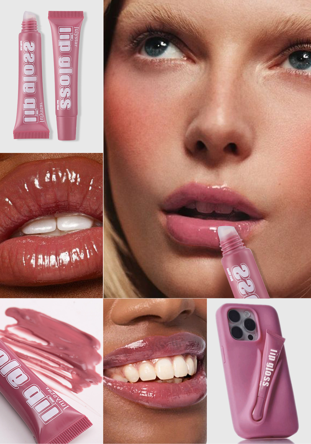Julystar's best-selling Lip Moisturizing Fruit-flavored Lip Gloss 4-tube Set, Lip Gloss Moisturizing and Hydrating Lip Oil Makeup Application Scenario