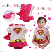 一件代发 超人哈衣卡通造型婴儿连体衣爬服 春夏新款蝙蝠侠爬服