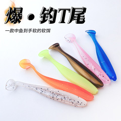 Factory wholesale LureSoft Bait Explosive Soft Worms 5.5/6.3/7cm Fishing Lures, Dual-Color T-Tail Soft Baits