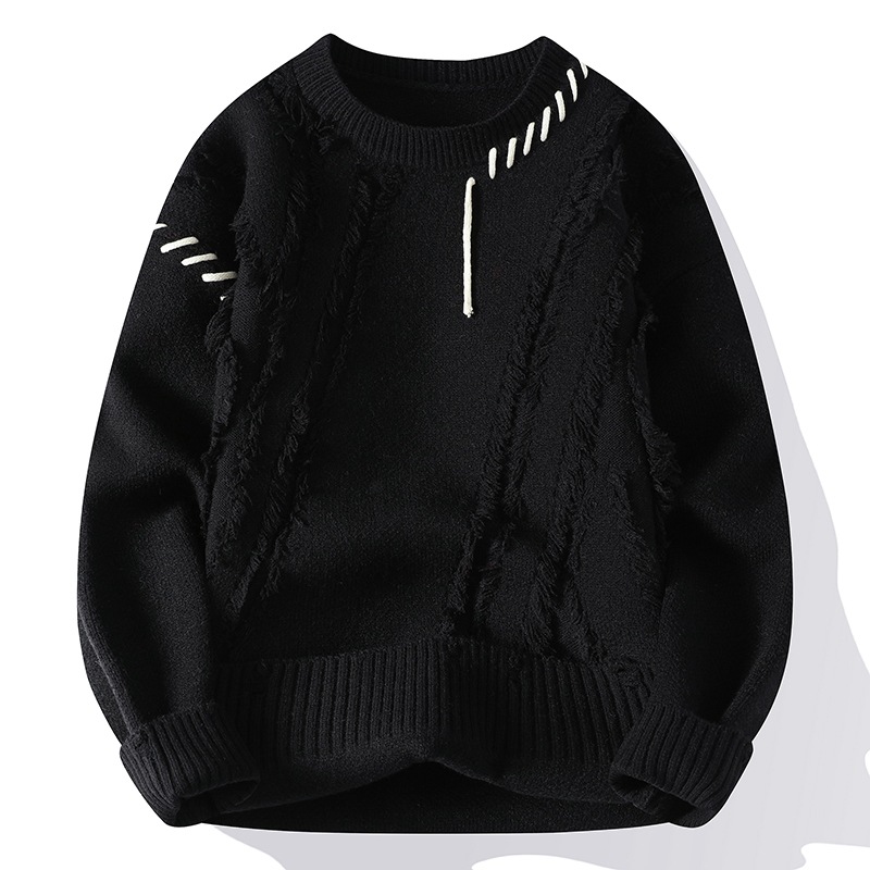 Men's Long Sleeve Knit Sweater Casual Loose Fit Crewneck Pullover Modal Blend Rabbit Wool Autumn Winter Fashion_voghion.com