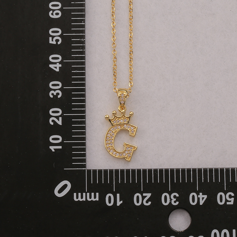 Wholesale Jewelry Crown 26 English Letter Pendant Copper Necklace Nihaojewelry display picture 21