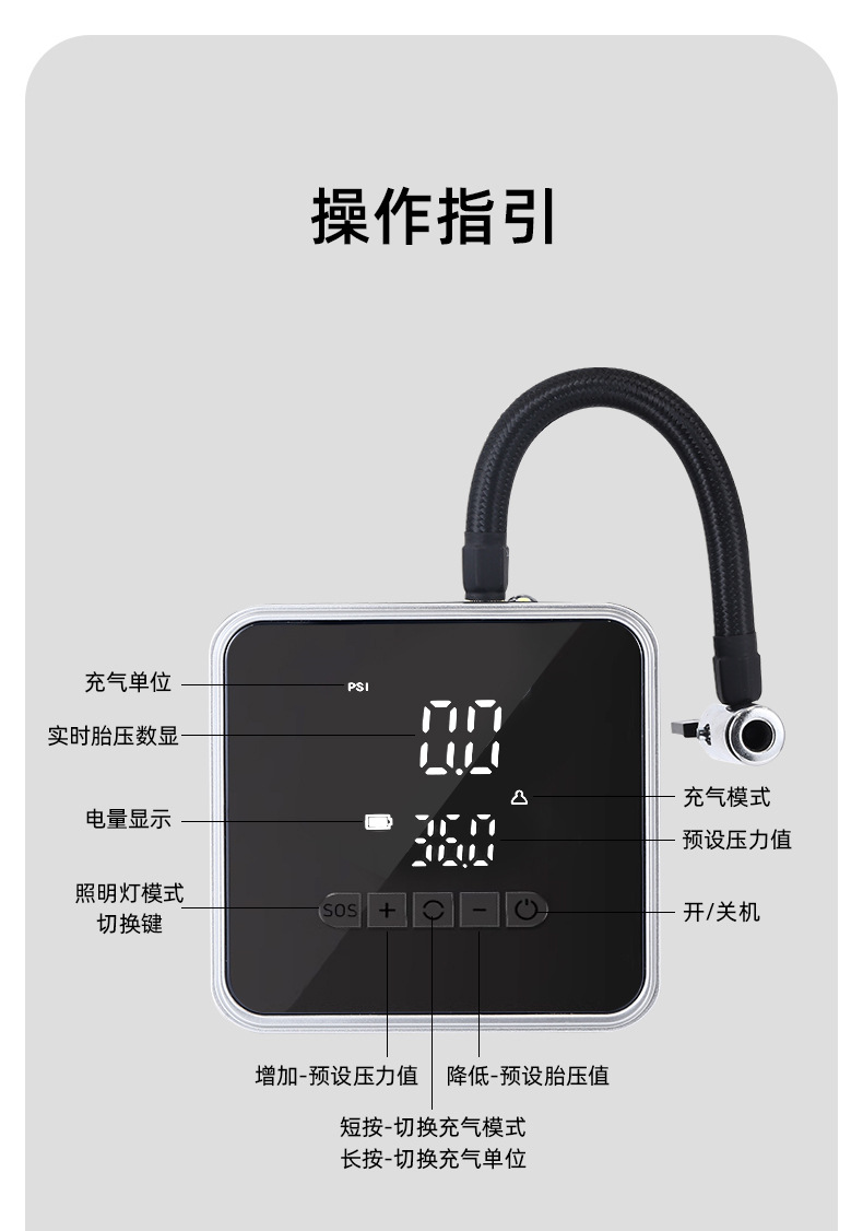 [Premium Selection] Car Tire Inflator, Wireless Mini Inflator Pump for Vehicles, Portable Electric Bicycle Pump