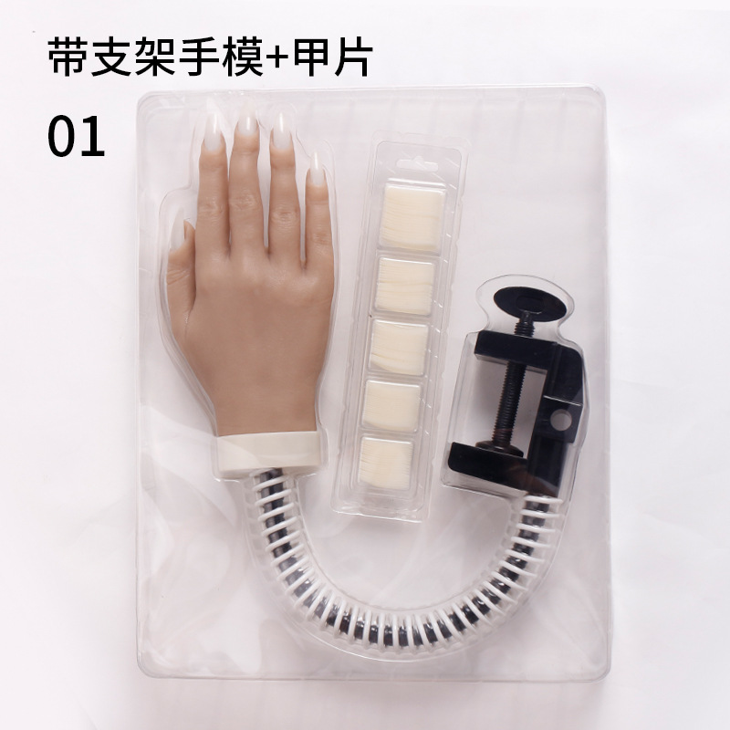 Ventas transfronterizas de manicuría de silicona pura práctica de mano modelo articulado flexible de manicuras de silicona modelo de mano artificial