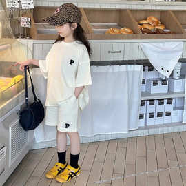 女童夏装运动套装2025韩版洋气女孩大童休闲短袖短裤儿童两件套