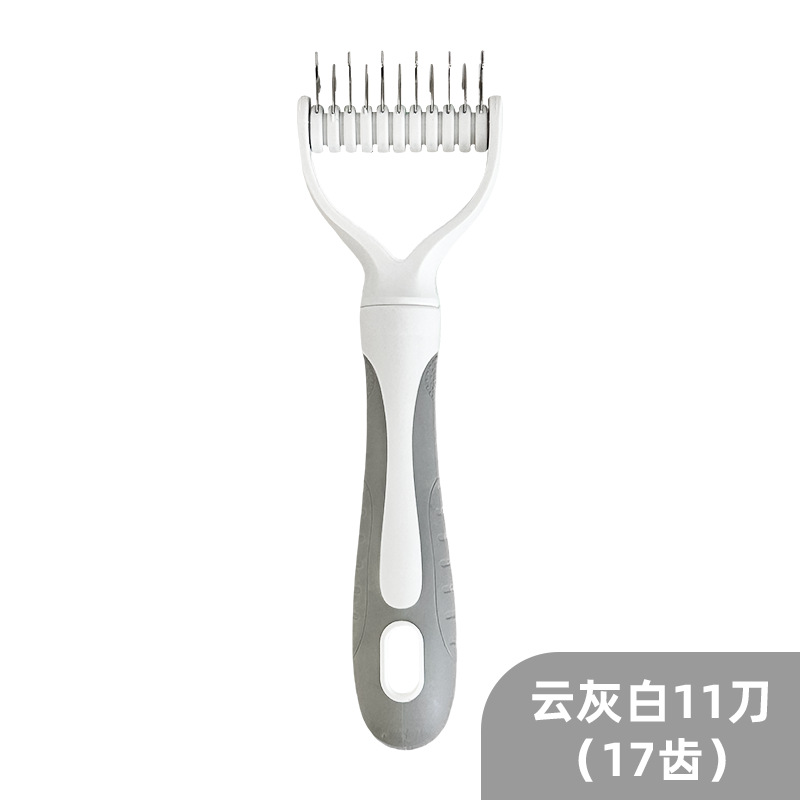 양면 매듭 [피부에 상처를 주지 않음] 애완동물용 특수 매듭 브러쉬 - 회색 소형 [17개의 치아로 효율적인 그루밍] 고양이와 개 모두에게 적합