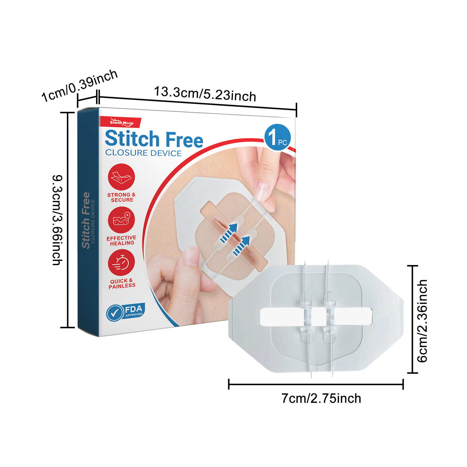 South Moon suturfrit lukkeplaster, suturfrit plaster, hudsårplejeplaster_voghion.com