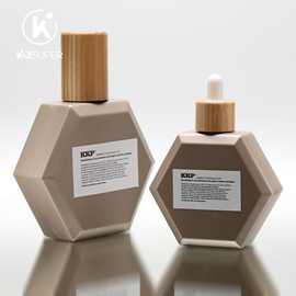 实木六边形150ml滴管护发精油洗手液瓶300ml塑料瓶卸妆油洗发水瓶